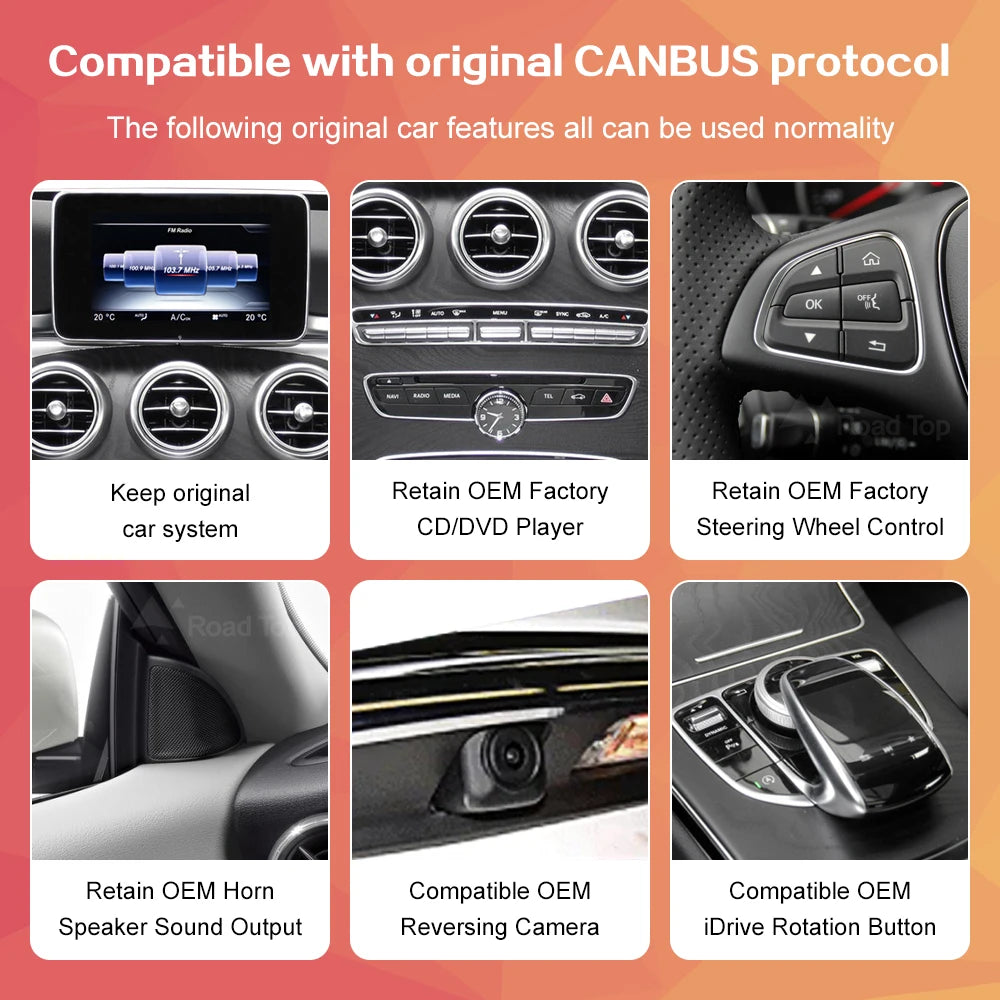 Android 13 Touch Screen Auto CarPlay For Mercedes C Class W205 GLC V Class W447 2015-2019 Car Radio Multimedia GPS Navi 4G WiFi