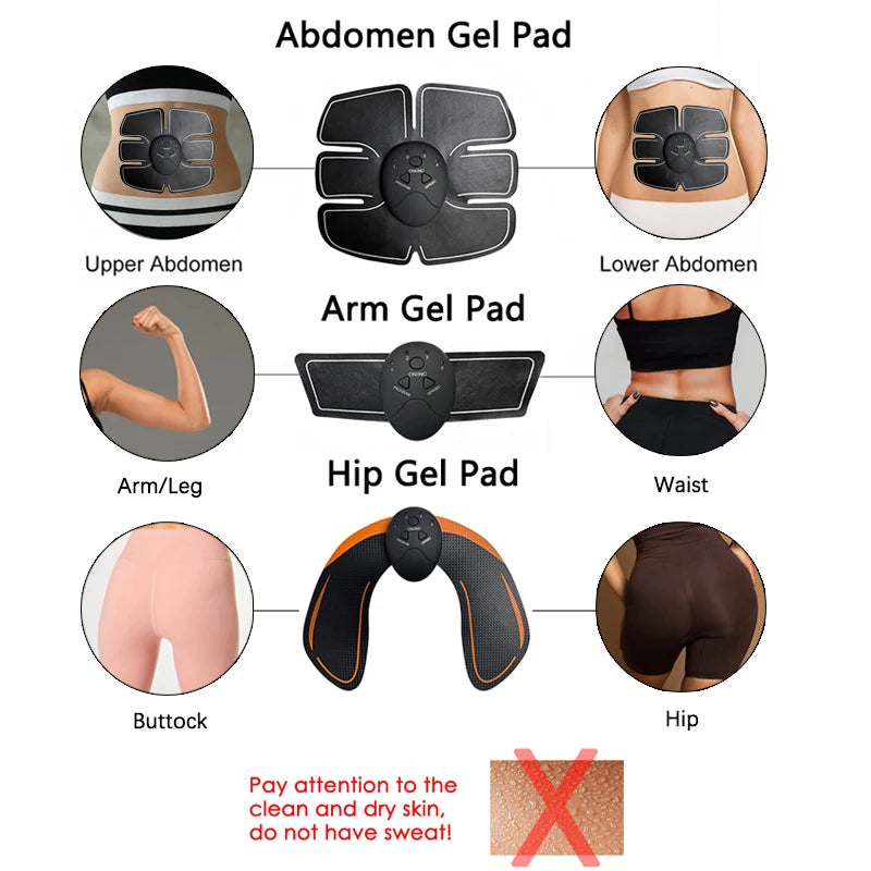 EMS Hip Muscle Stimulator Fitness Lifting Buttock Abdominal Arms Legs Trainer Weight Loss Body Slimming Massage With Gel Pads