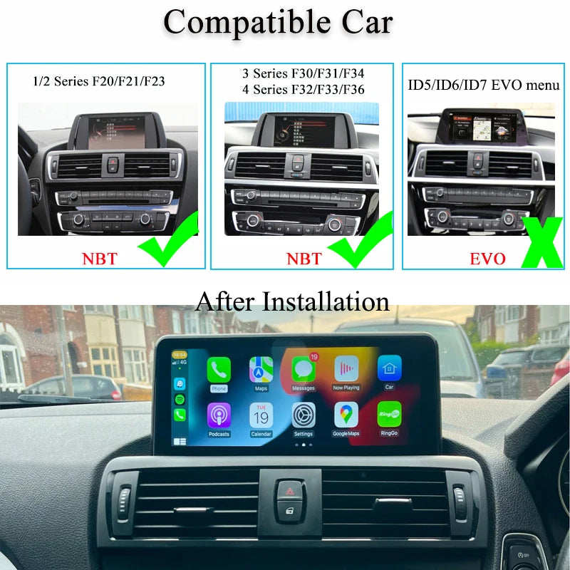 10.25'' Wireless Carplay Multimedia Display Screen Android Auto Radio For BMW 1/2/3/4 Series F20/F21/F22/F30/F31/F32/F33/F34/F36